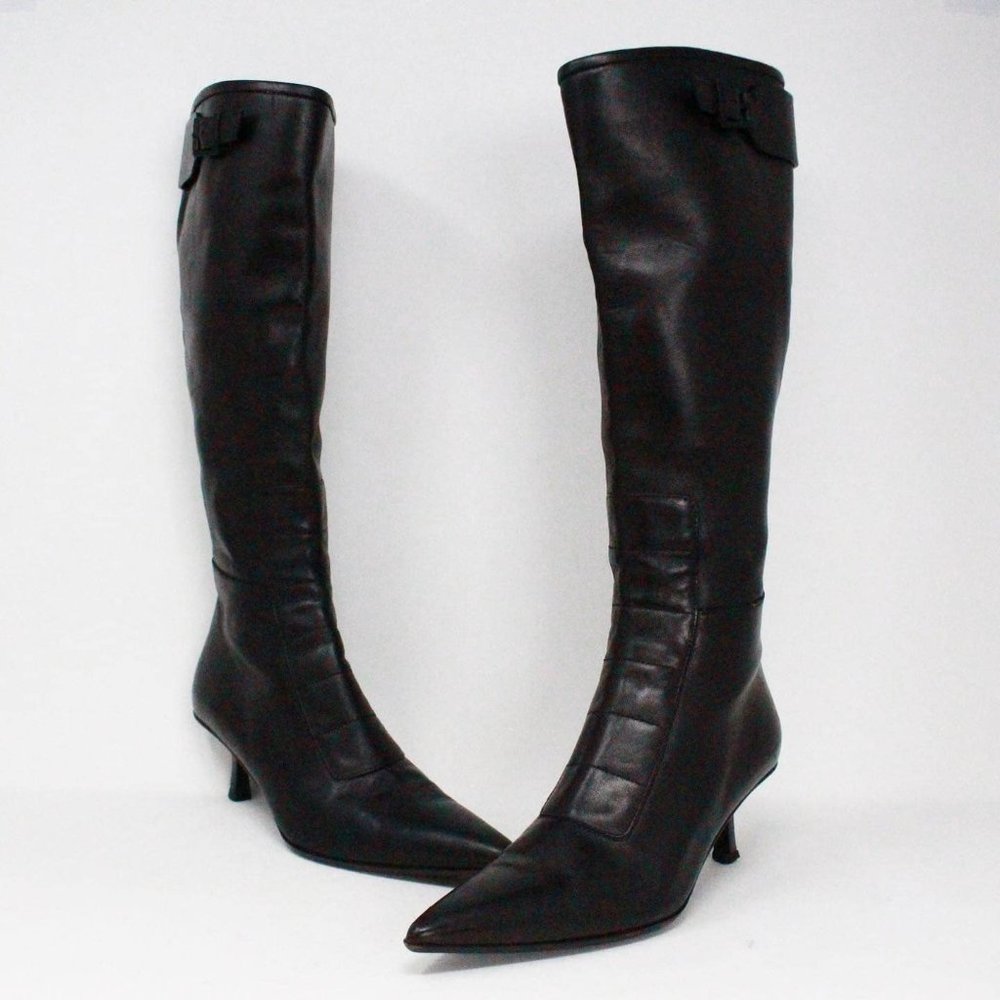 GUCCI #40013 Black Leather Kitten Heel Boots (US 7.5 EU 37.5) - Picture 1 of 10